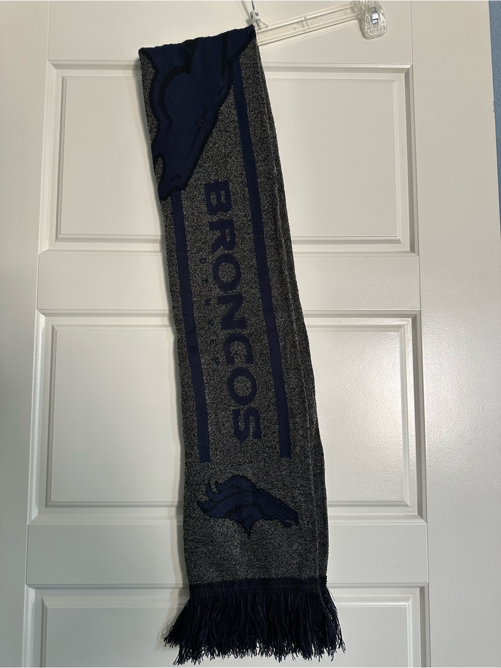 Denver Broncos Knit Scarf in Gray and Navy